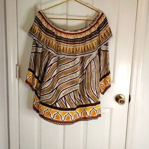 Chicos Womens 3/4 Sleeve Flowy Off the Shoulder Top